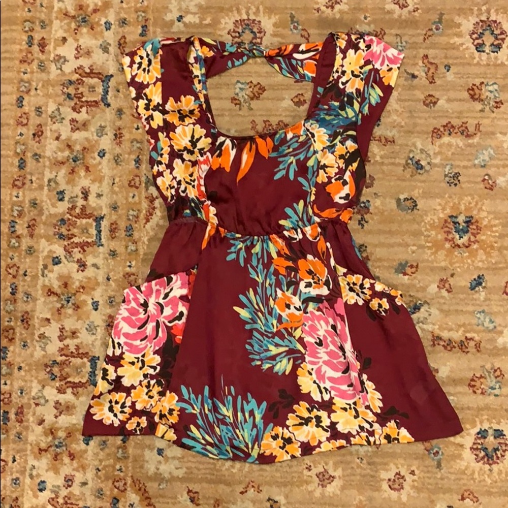 Silky Floral Cap-Sleeve Blouse